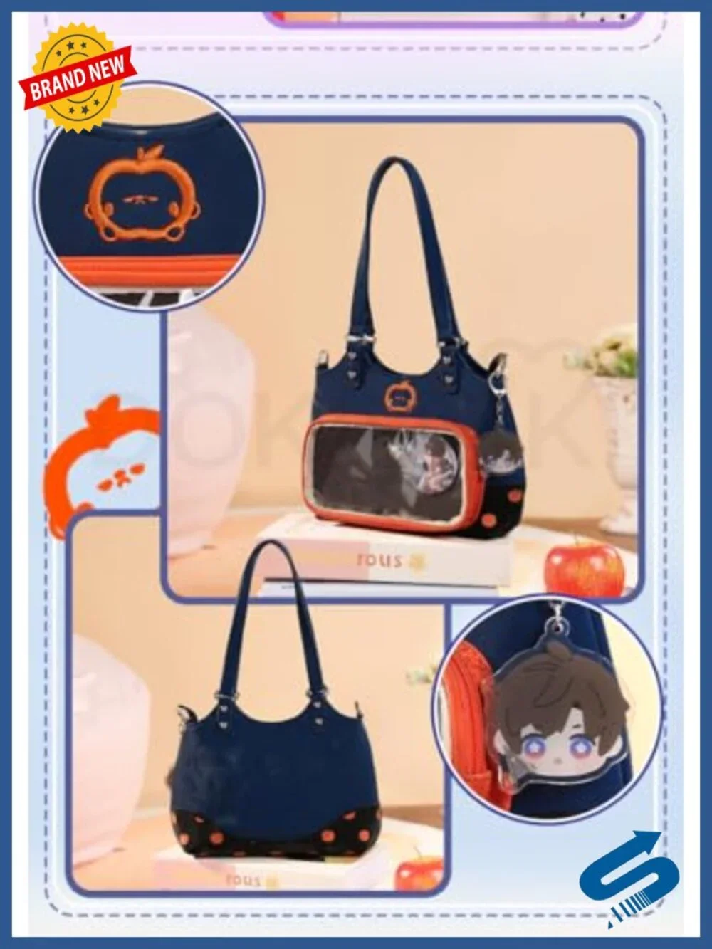 Cosplay Itabag Crossbody Bag Waterproof Fabric with Transparent Display Window